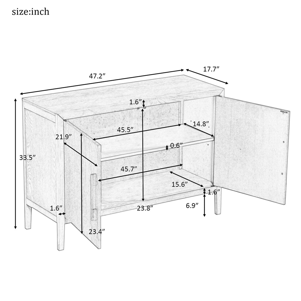 Leoglint U-Style Storage Cabinet Sideboard Wooden Cabinet with 2 Metal handles and 2 Doors for Hallway, Entryway, Living Room