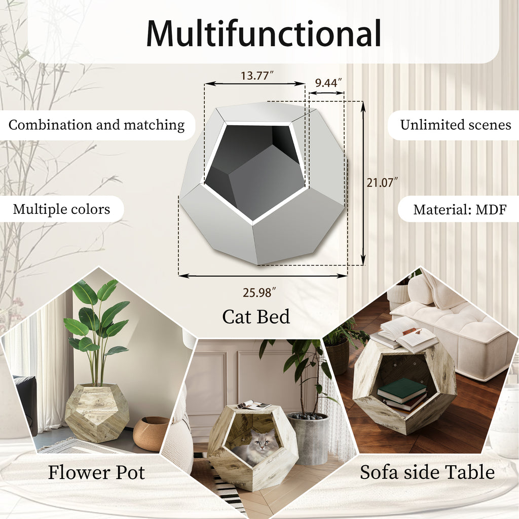 Leoglint 25.98'' Modern Pet Furniture Cat Litter Box, Sofa Side Table, Planter MDF Multifunctional Furniture, Colored Flower Oak