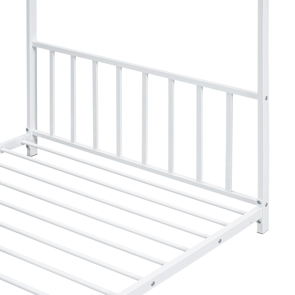 Leoglint Twin Size Metal House Platform Bed Frame, White