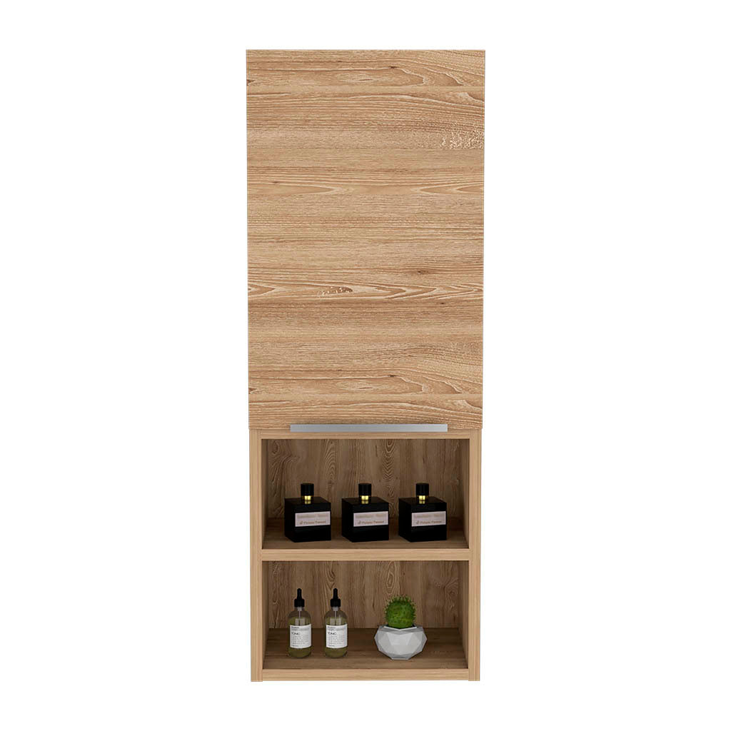 Leoglint Medicine 32H" Single Door Cabinet, Two Interior Shelves, Two External Shelves, Light Oak