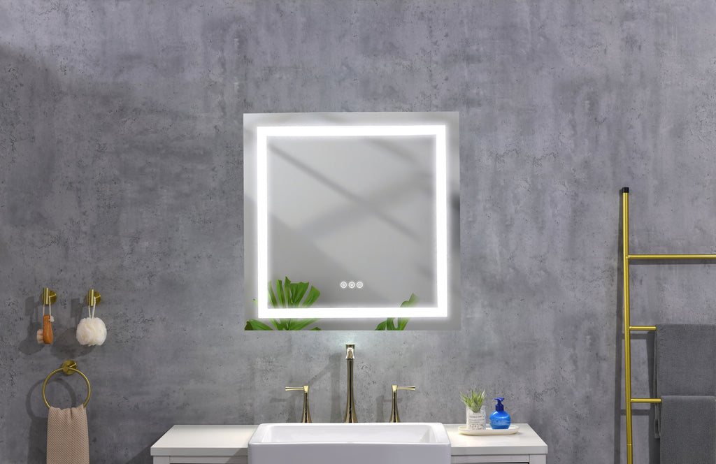 Leoglint 36x 36Inch LED Mirror Bathroom Vanity Mirrors with Lights, Wall Mounted Anti-Fog Memory Large Dimmable Front Light Makeup Mirror