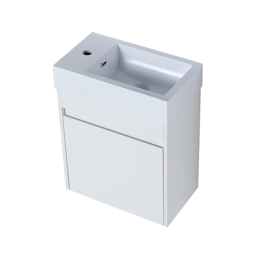 Leoglint 18'' Floating Wall-Mounted Bathroom Vanity with White Resin Sink & Soft-Close Cabinet Door