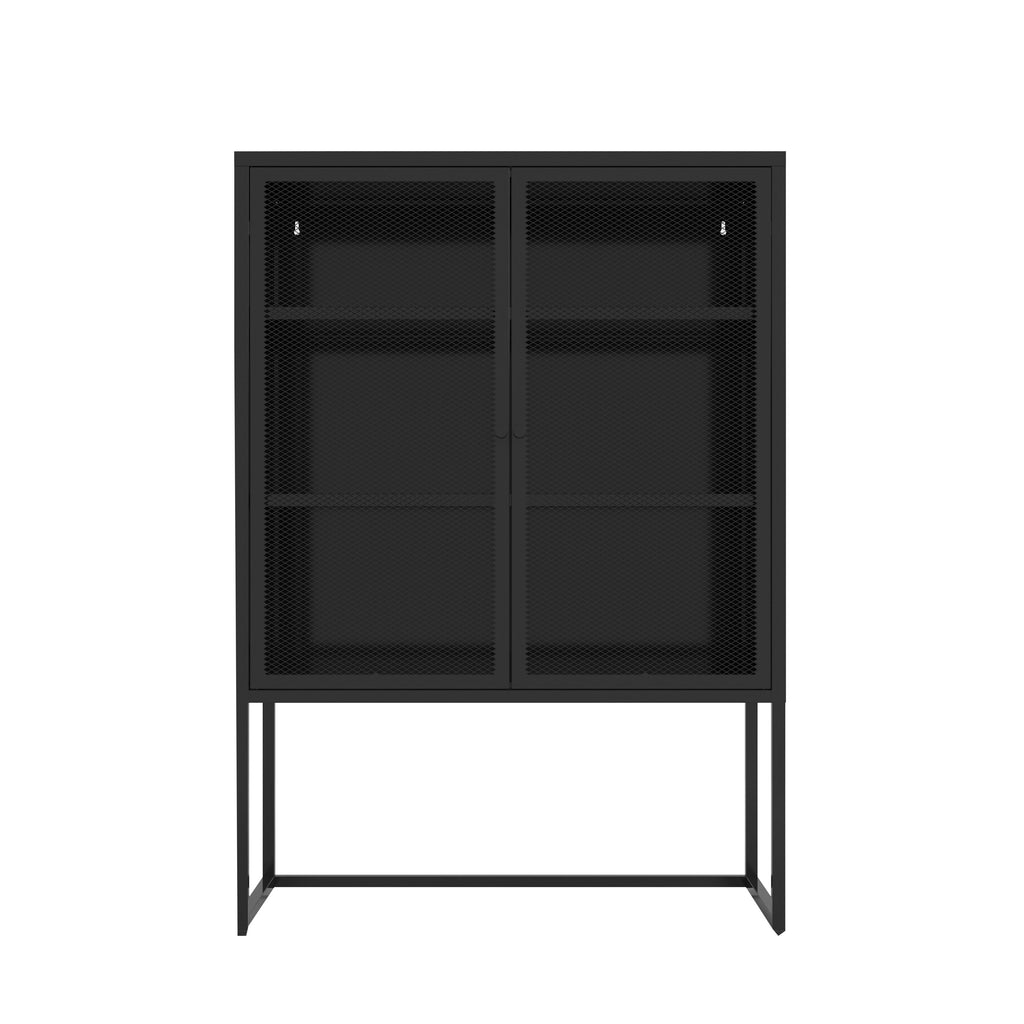 Leoglint Black Storage Cabinet with Doors, Modern Black Accent Cabinet, Free Standing Cabinet, Buffet Sideboards for Bedroom, Kitchen,Home Office