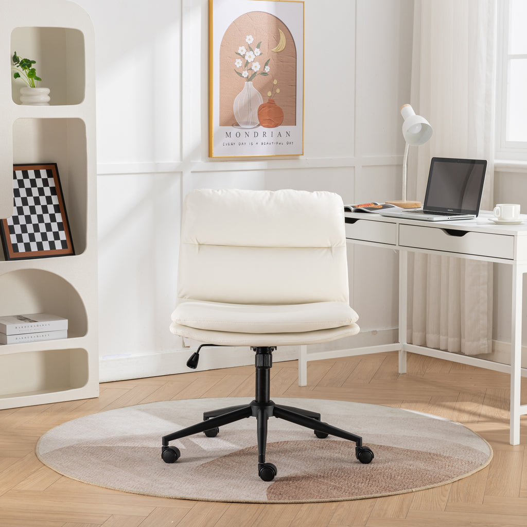 Leoglint Bizerte Adjustable Swivel Outdoor Criss-Cross Chair, Wide Seat/ Office Chair /Vanity Chair, White