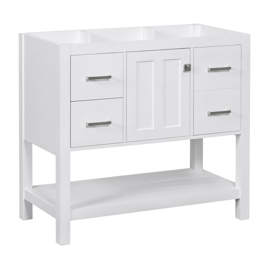 Leoglint [Cabinet Only]36" White Modern Bathroom Vanity with USB(Sink not included)