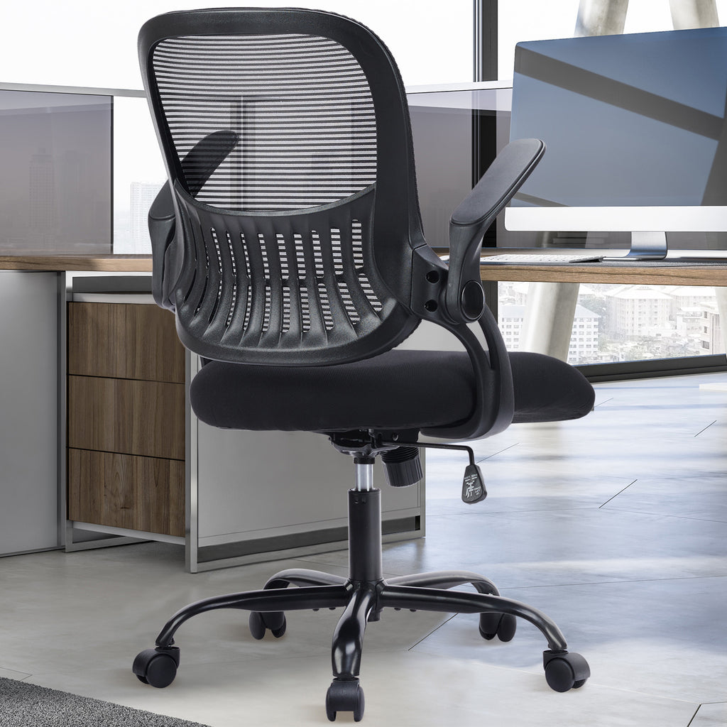 Leoglint Sweetcrispy Office Mid Back Ergonomic Mesh Computer Desk Larger Seat Executive Height Adjustable Swivel Task Office Chair with Lumbar Support