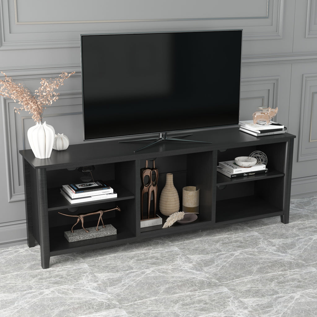 Leoglint TV Stand Storage Media Console Entertainment Center,Tradition Black