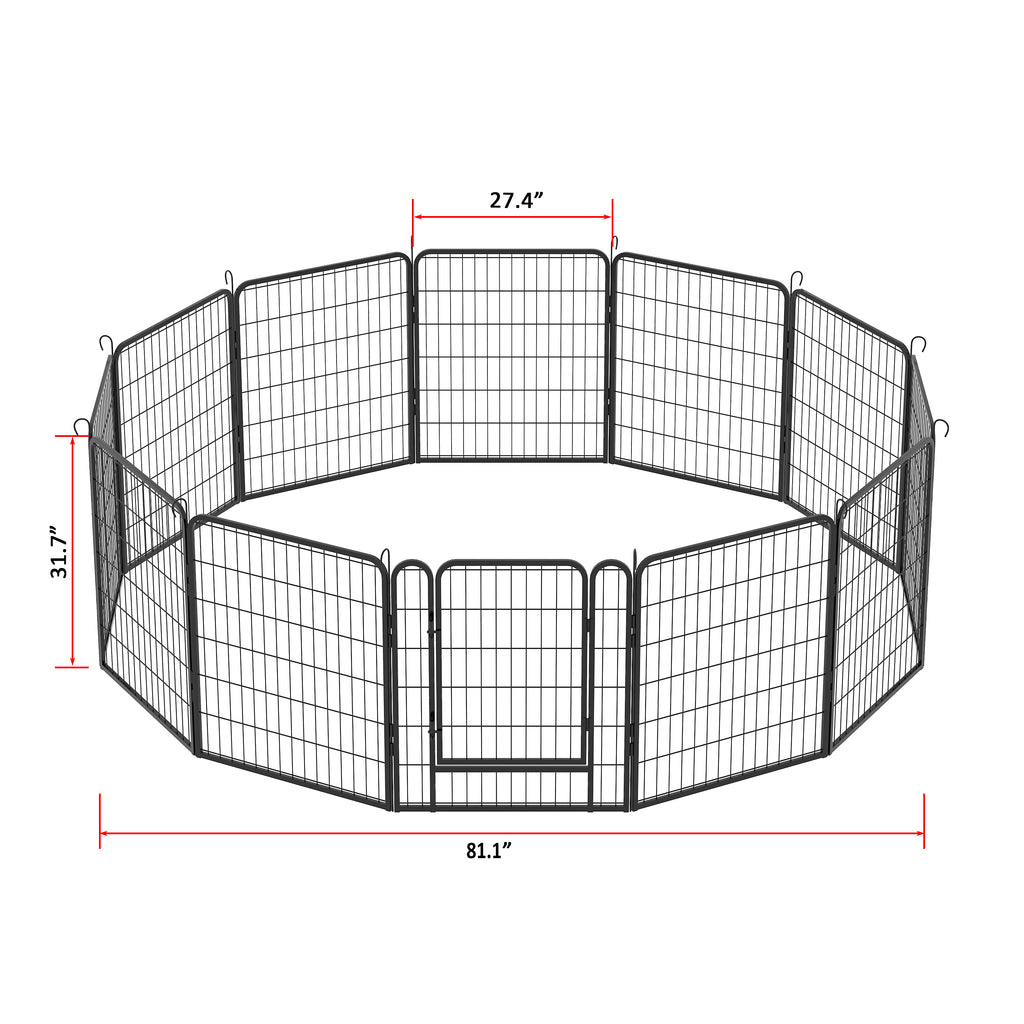 Leoglint 12 Panels Heavy Duty Metal Playpen with door,31.7"H Dog Fence Pet Exercise Pen for Outdoor