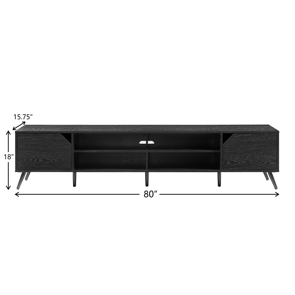 Leoglint Contemporary 2-Door Minimalist TV Stand for TVs up to 90 inches – Black