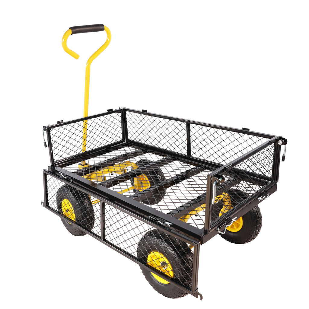 Leoglint Wagon Cart Garden cart trucks make it easier to transport firewood Yellow+Black