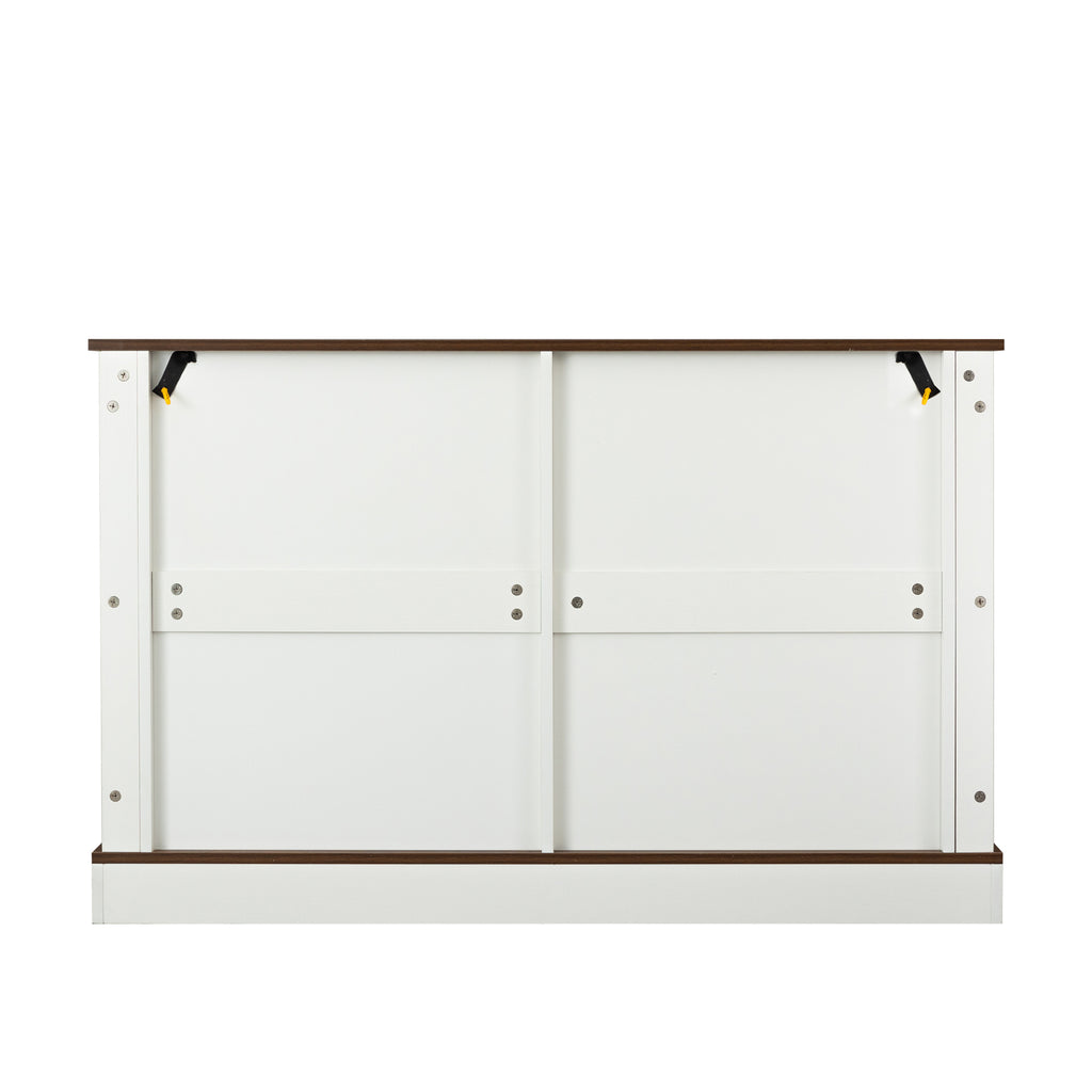 Leoglint Drawer dresser cabinet,Sideboard,bar cabinet,Buffet server console,table storge cabinets,metal handle in the shape of silver shell,forDiningRoom,Living Room,bedroom,Kitchen Hallway,Color: white +brown