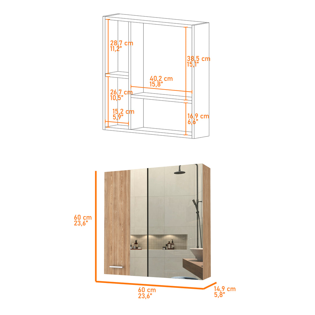 Leoglint Crawford 4-Shelf Medicine Cabinet Pine