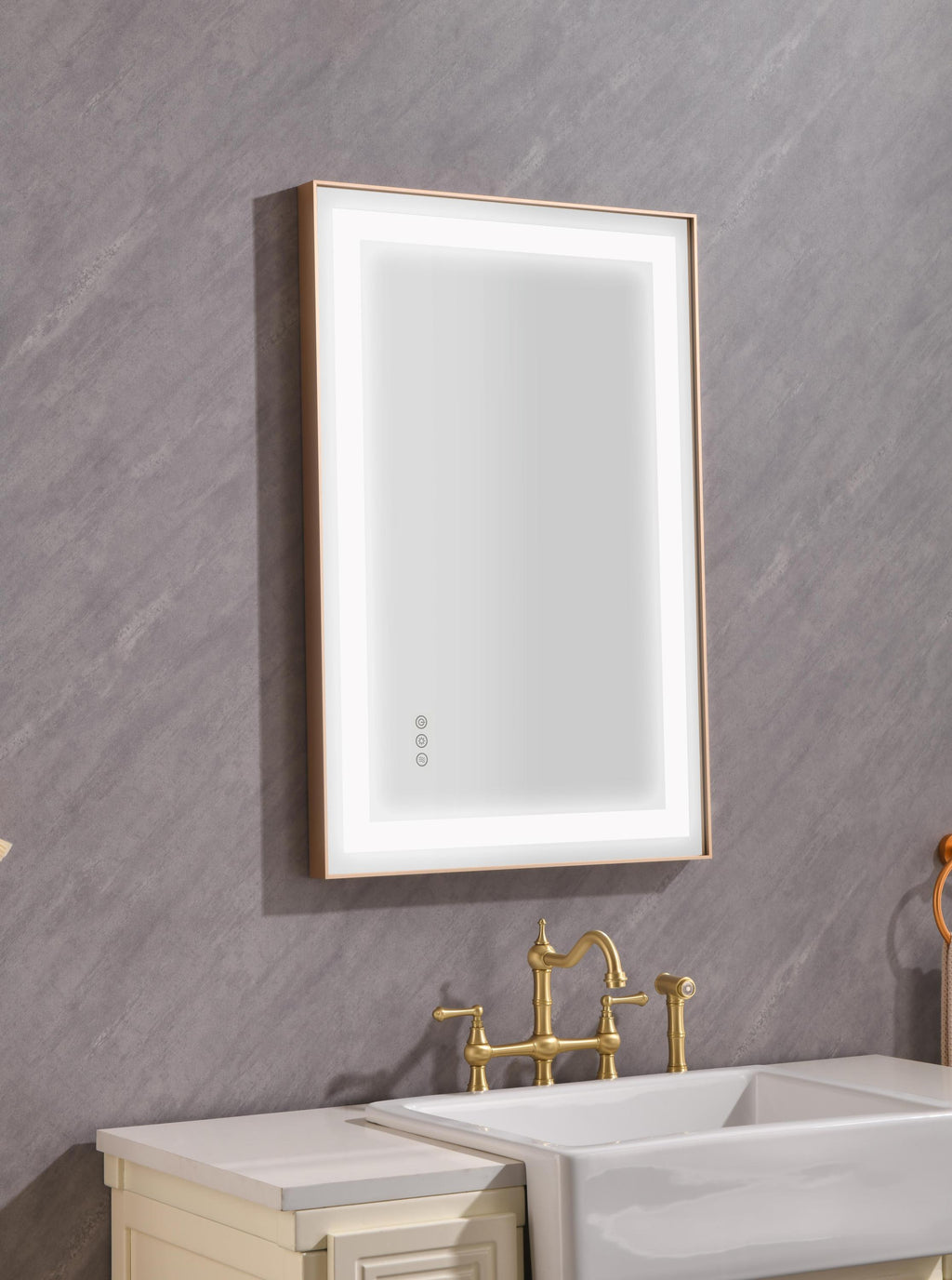 Leoglint 36*24 LED Lighted Bathroom Wall Mounted Mirror with High Lumen+Anti-Fog Separately Control