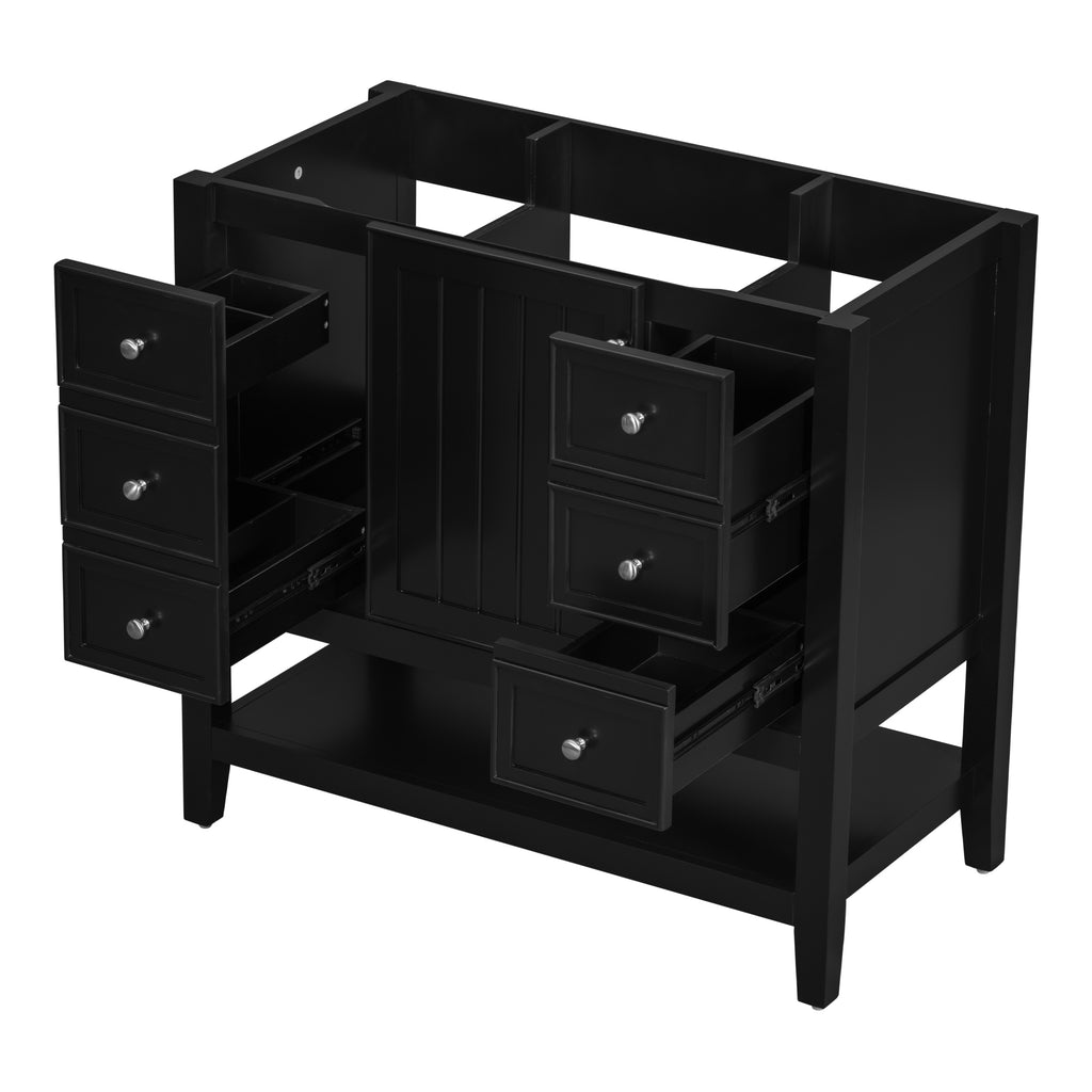 Leoglint 36" Bathroom Vanity without Sink, Cabinet Base Only, One Cabinet and three Drawers, Black