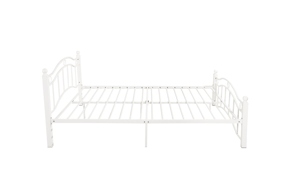 Queen Size Metal Bed Frame with Headboard and Footboard White