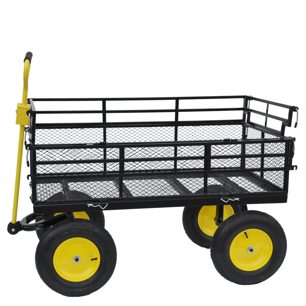 Leoglint Big Wagon Cart Garden cart trucks make it easier to transport firewood Yellow+BlackB