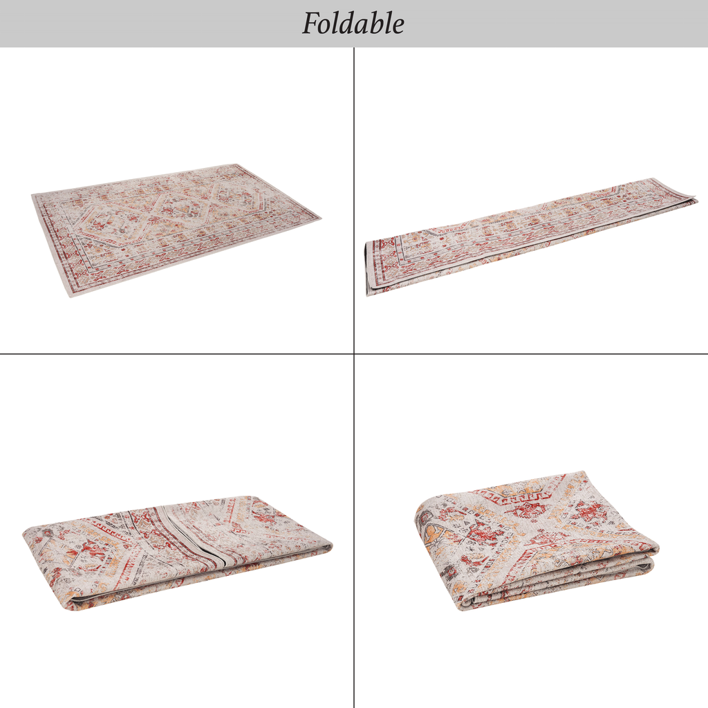 Leoglint Naar 3x5 Area Rug - Beige Area Rugs - Kid & Pet Friendly Washable Rugs 3x5 - Non Shedding 3x5 Area Rugs - Foldable 3 x 5 Area Rug Washable Non Slip - Eco-Friendly 3x5 Rugs with Low-Pile (Beige, 3'x5')