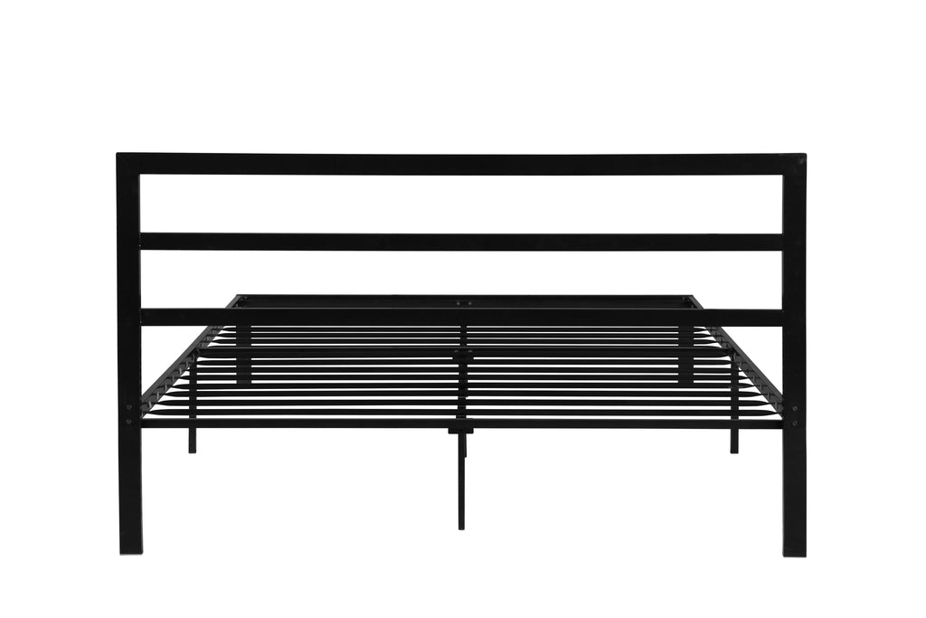 Queen Size Metal Bed Frame with Headboard Black