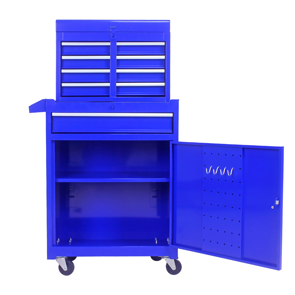 Leoglint Detachable 5 Drawer Tool Chest with Bottom Cabinet and One Adjustable Shelf--Blue