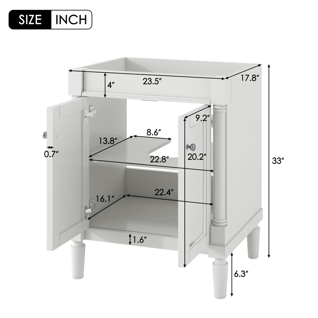 Leoglint 24'' Bathroom Vanity without Sink, 2-Tier Modern Bathroom Storage Cabinet, Single Sink Bathroom Vanity, Large Storage Shelves (NOT INCLUDE BASIN SINK)