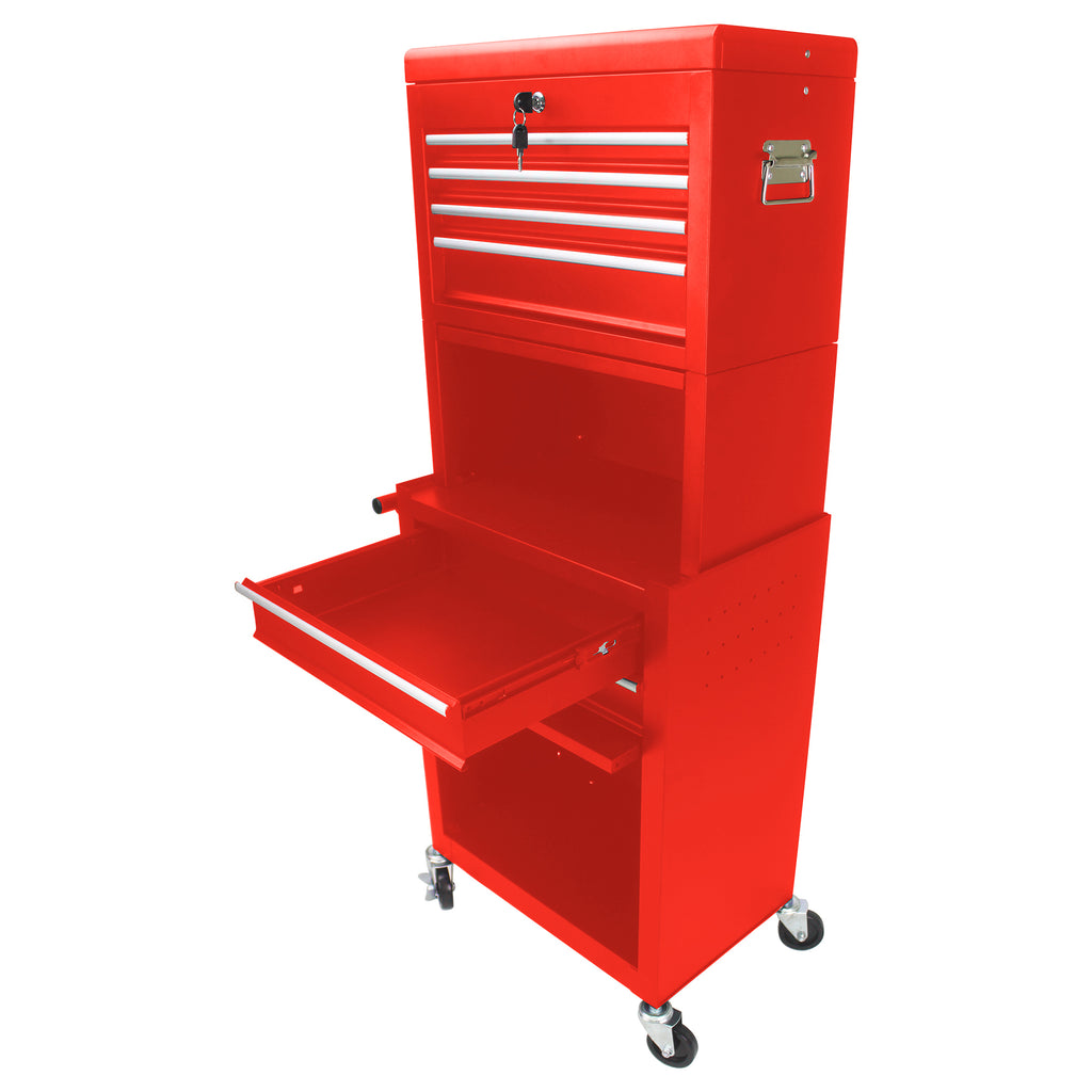 Leoglint High Capacity Rolling Tool Chest with Wheels and Drawers, 6-Drawer Tool Storage Cabinet--RED