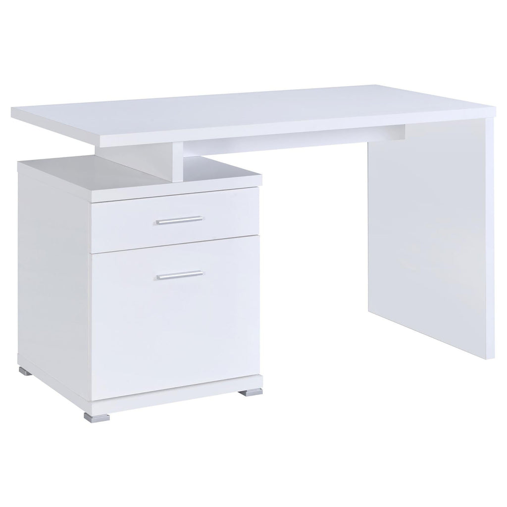 Leoglint White 2-Drawer Reversible Office Desk