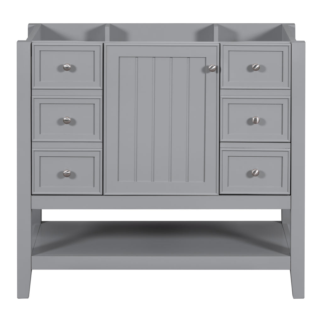 Leoglint 36" Bathroom Vanity without Sink, Cabinet Base Only, One Cabinet and three Drawers, Grey