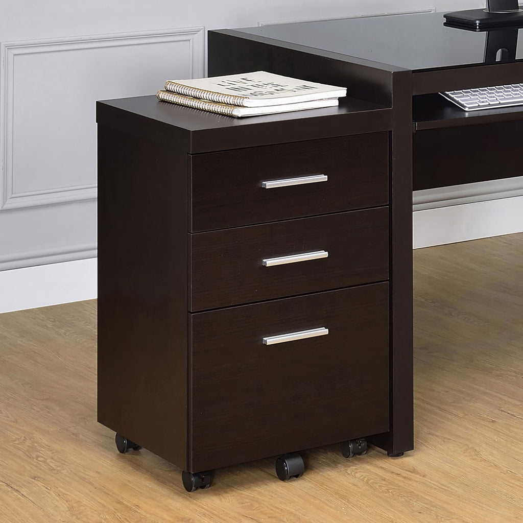 Leoglint Cappuccino 3-Drawer Mobile File Cabinet