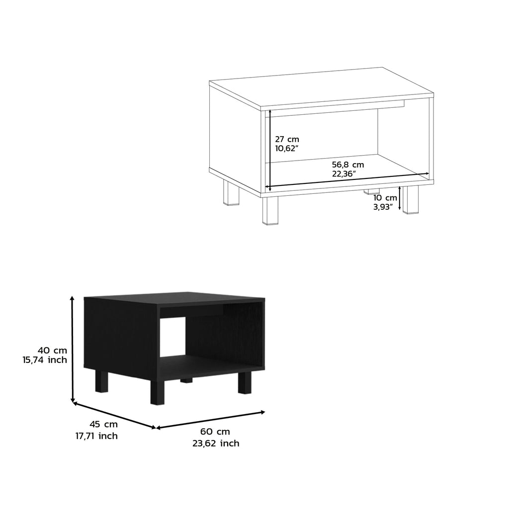 Leoglint Carter 2 Piece Living Room Set, Streamlined with TV Stand and Coffee Table, Black