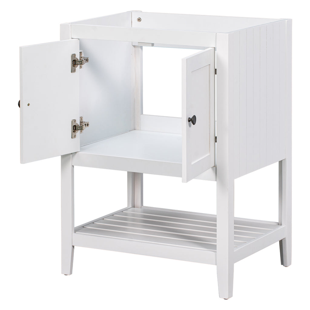 Leoglint 24" Bathroom Vanity Base Only, Soild Wood Frame, Bathroom Storage Cabinet with Doors and Open Shelf, White