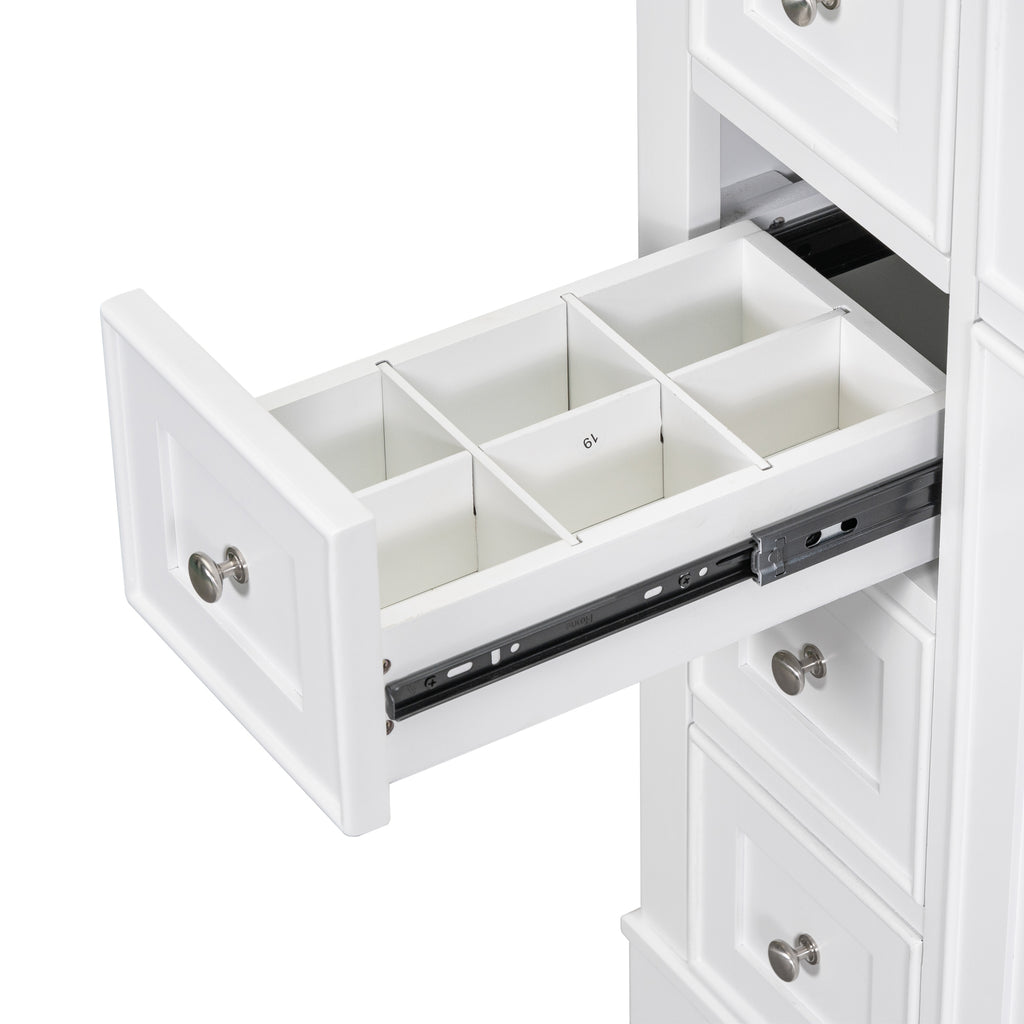 Leoglint 36" Bathroom Vanity without Sink, Cabinet Base Only, One Cabinet and Six Drawers, White