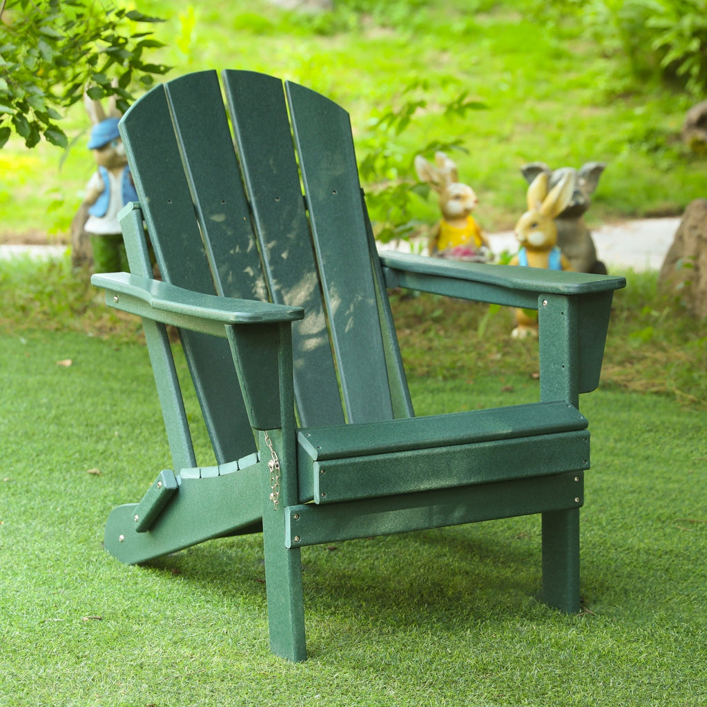 Leoglint Folding Adirondack Outdoor Chair, Relaxing Stackable Arm Rest Ergonomic HDPE All-Weather Adirondack Chair