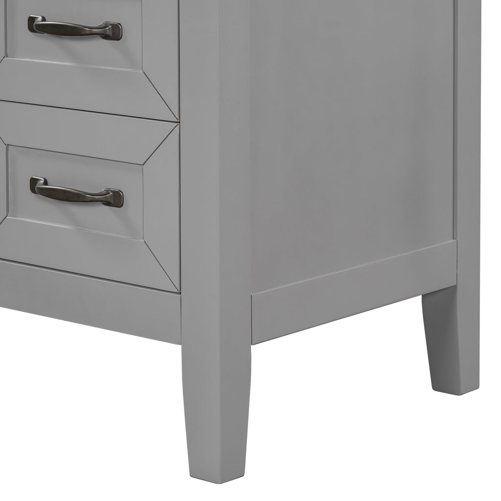 Leoglint 36" Bathroom Vanity without Sink, Cabinet Base Only, Bathroom Cabinet with Drawers, Solid Frame and MDF Board, Grey