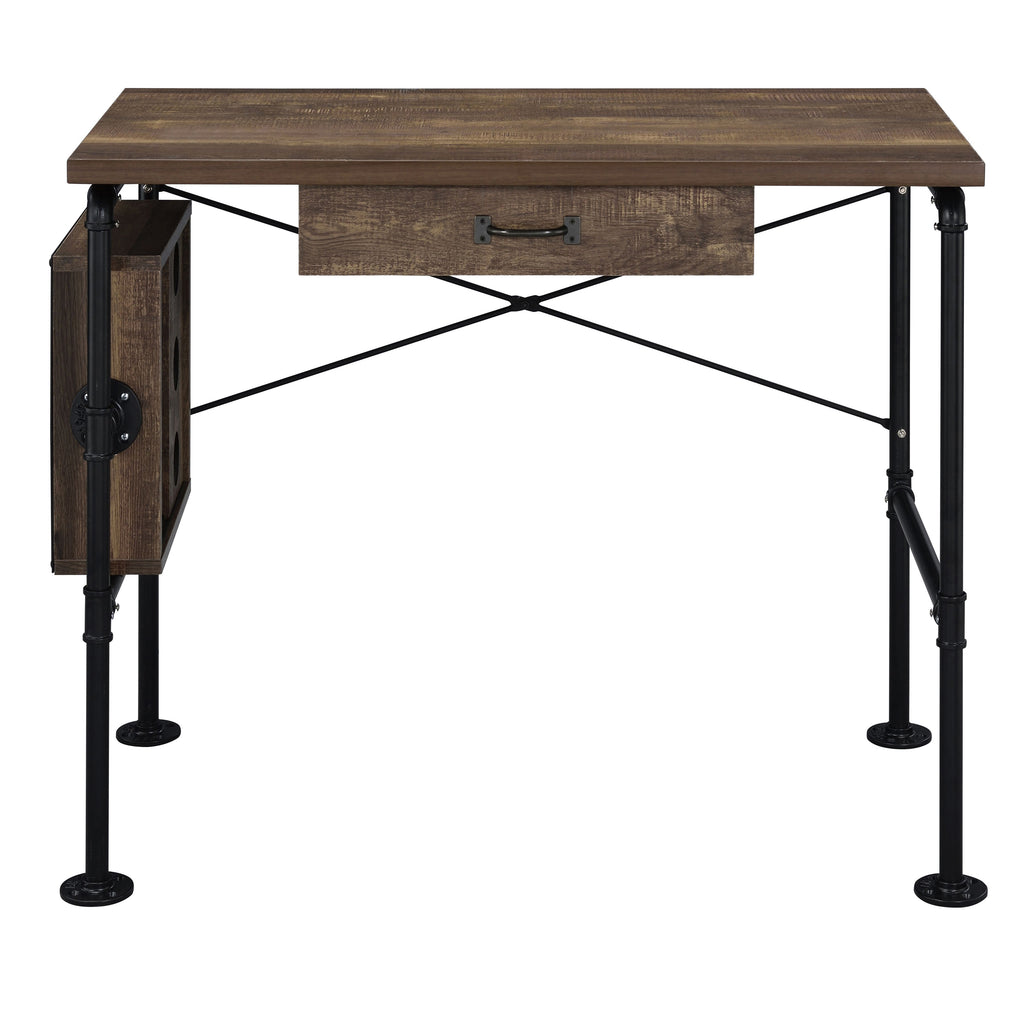 Leoglint Weathered Oak and Black 1-drawer Writing Office Desk