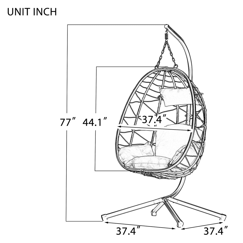 Leoglint Egg Outdoor Chair with Stand Indoor Outdoor Swing Chair Patio Wicker Hanging Egg Chair Hanging Basket Chair Hammock Chair with Stand for Bedroom Living Room Balcony