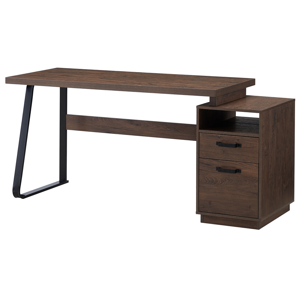 Leoglint Home Computer Office Desk with Drawers/Hanging Letter-size Files, 65 inch Writing Study Table with Drawers