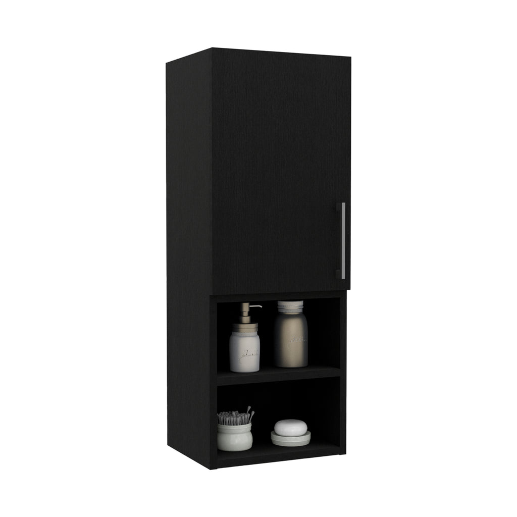 Leoglint Medicine 31H" Single Door Cabinet, Two External Shelves, Two Interior Shelves, Black