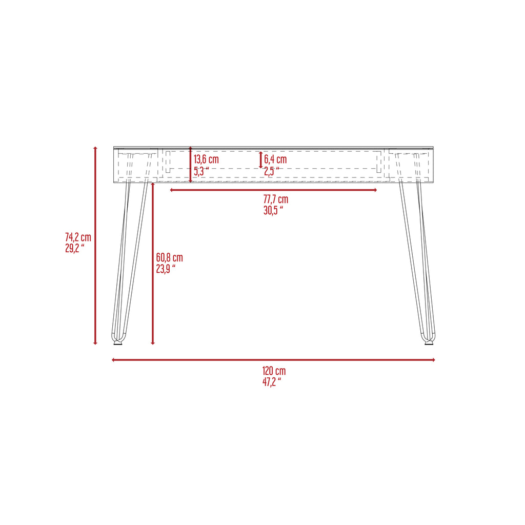 Leoglint Baxter 140 Office Desk, One Shelf, Four Legs -Mahogany