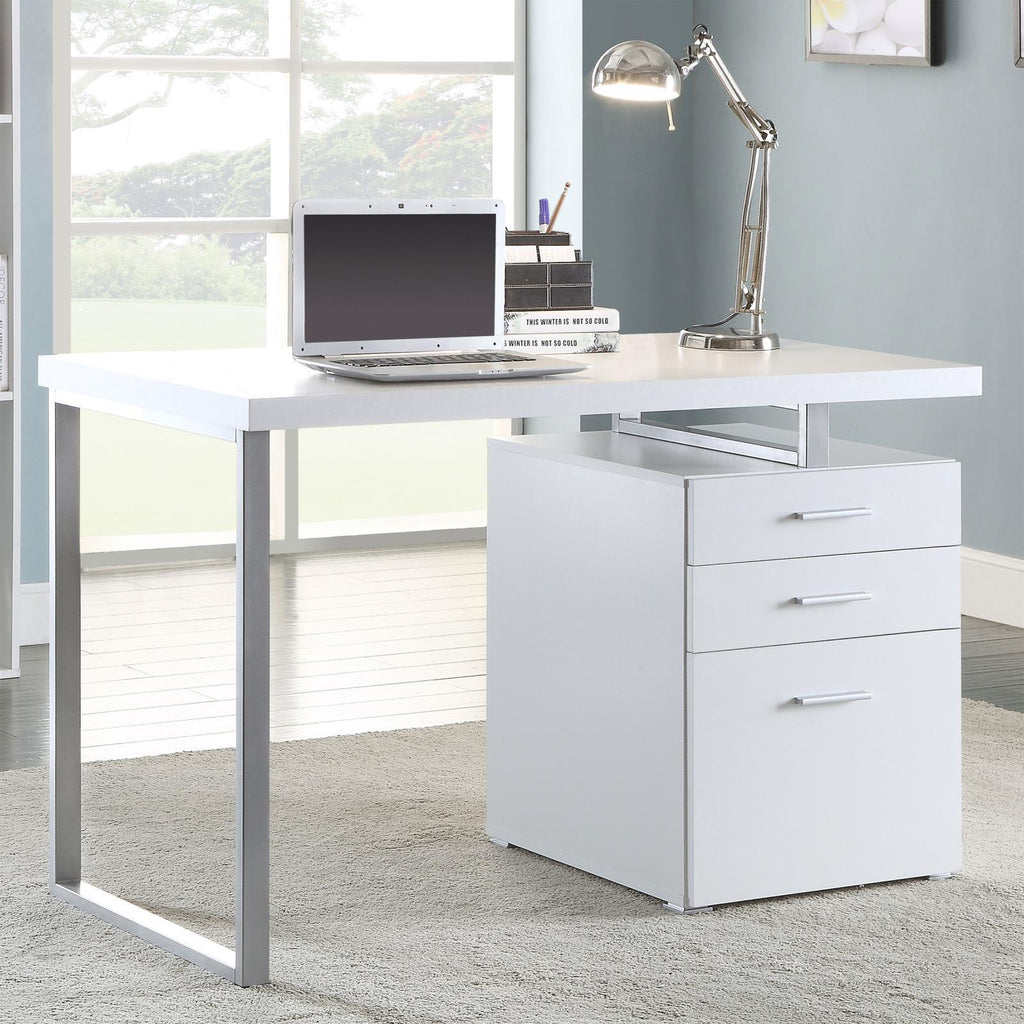 Leoglint White 3-drawer Reversible Office Desk