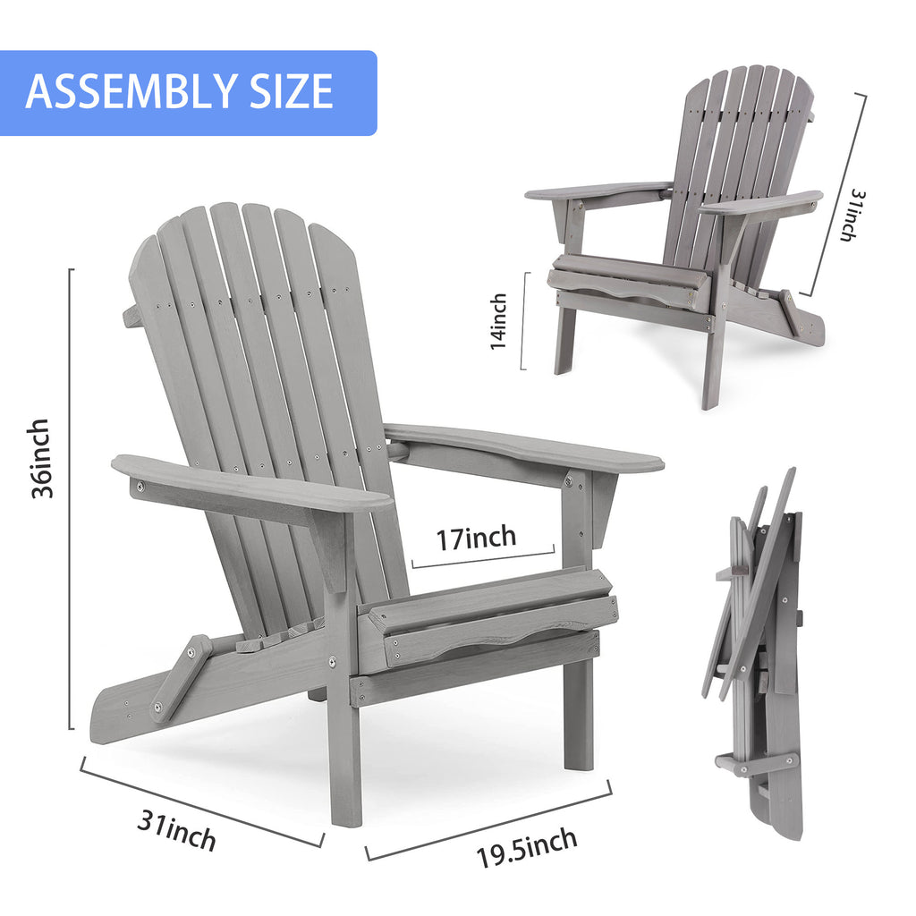 Leoglint Wood Lounge Patio Chair for Garden Outdoor Wooden Folding Adirondack Chair Set of 2 Solid Cedar Wood Lounge Patio Outdoor Chair for Garden, Lawn, Backyard