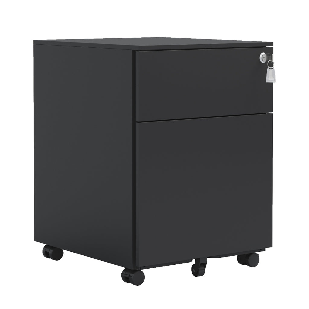 Leoglint 2 Drawer Mobile File Cabinet with Lock Steel File Cabinet for Legal/Letter/A4/F4 Size, Fully Assembled except for Wheels, Home/ Office Design, Black