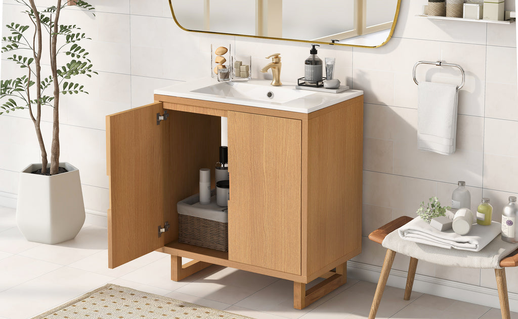 Leoglint 30" Bathroom vanity Set with Sink, Combo Cabinet, Bathroom Storage Cabinet, Solid Wood Frame