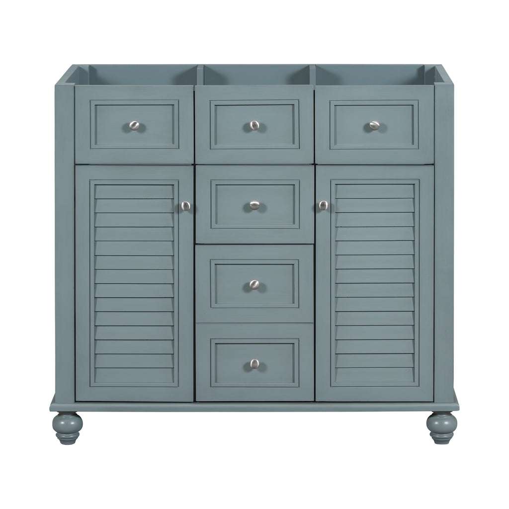 Leoglint 36" Bathroom Vanity Cabinet without Sink, Free Standing Vanity Set with 2 Drawers& Soft Closing Doors, Solid Wood Frame Bathroom Cabinet, Blue (NOT INCLUDE BASIN SINK)