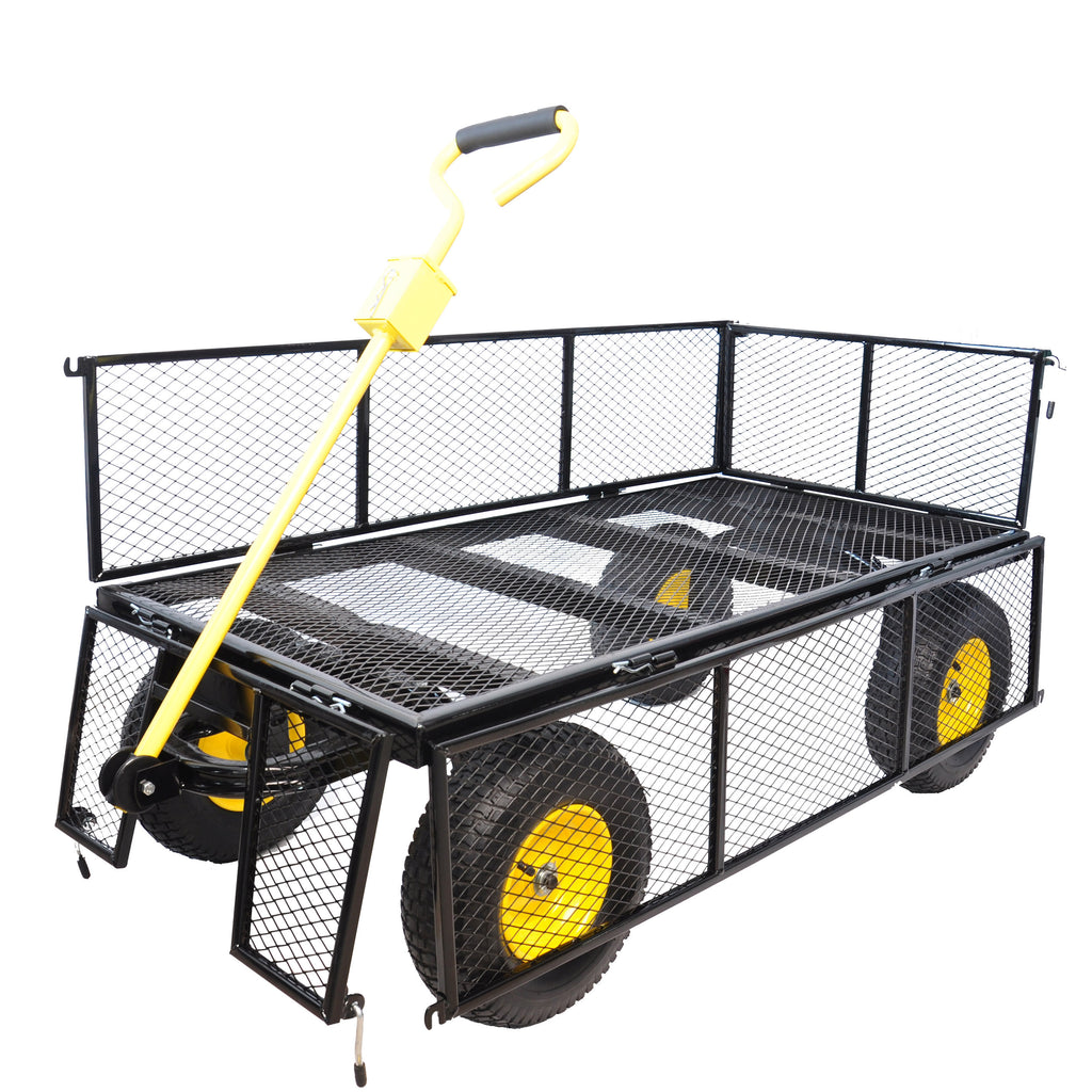 Leoglint BIG  Wagon Cart Garden cart trucks make it easier to transport firewood Yellow+Black Maximum static load is 880 lbs.