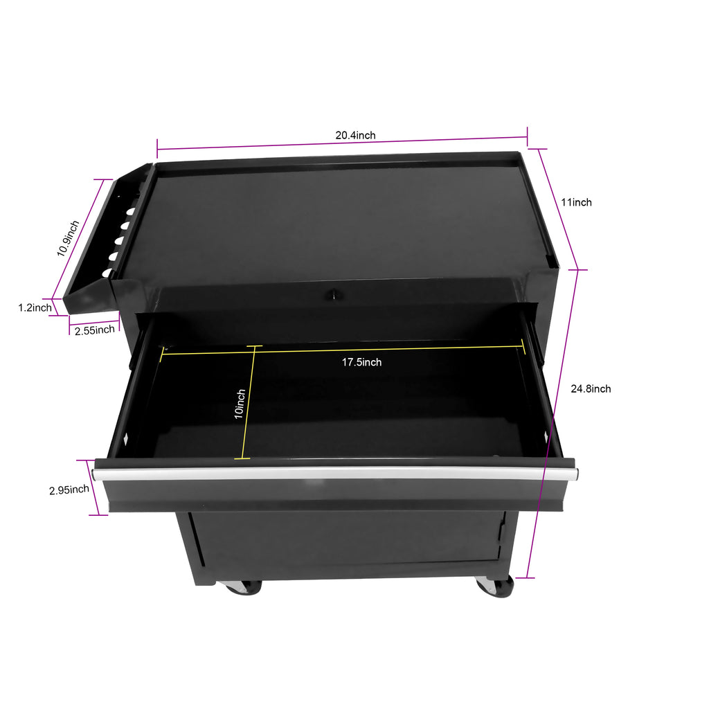 Leoglint Detachable 5 Drawer Tool Chest with Bottom Cabinet and One Adjustable Shelf--Black