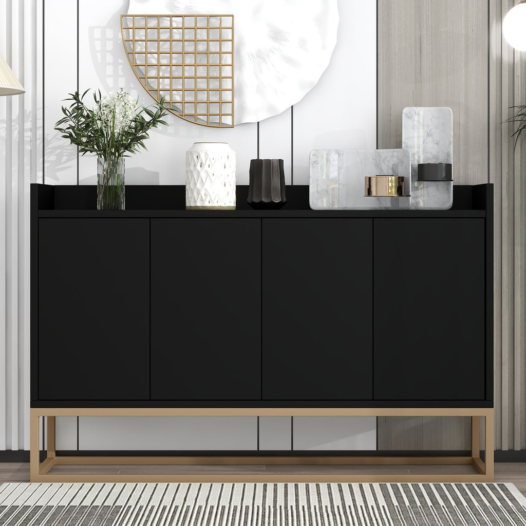 Leoglint TREXM Modern Sideboard Elegant Buffet Cabinet with Large Storage Space for Dining Room, Entryway (Black)