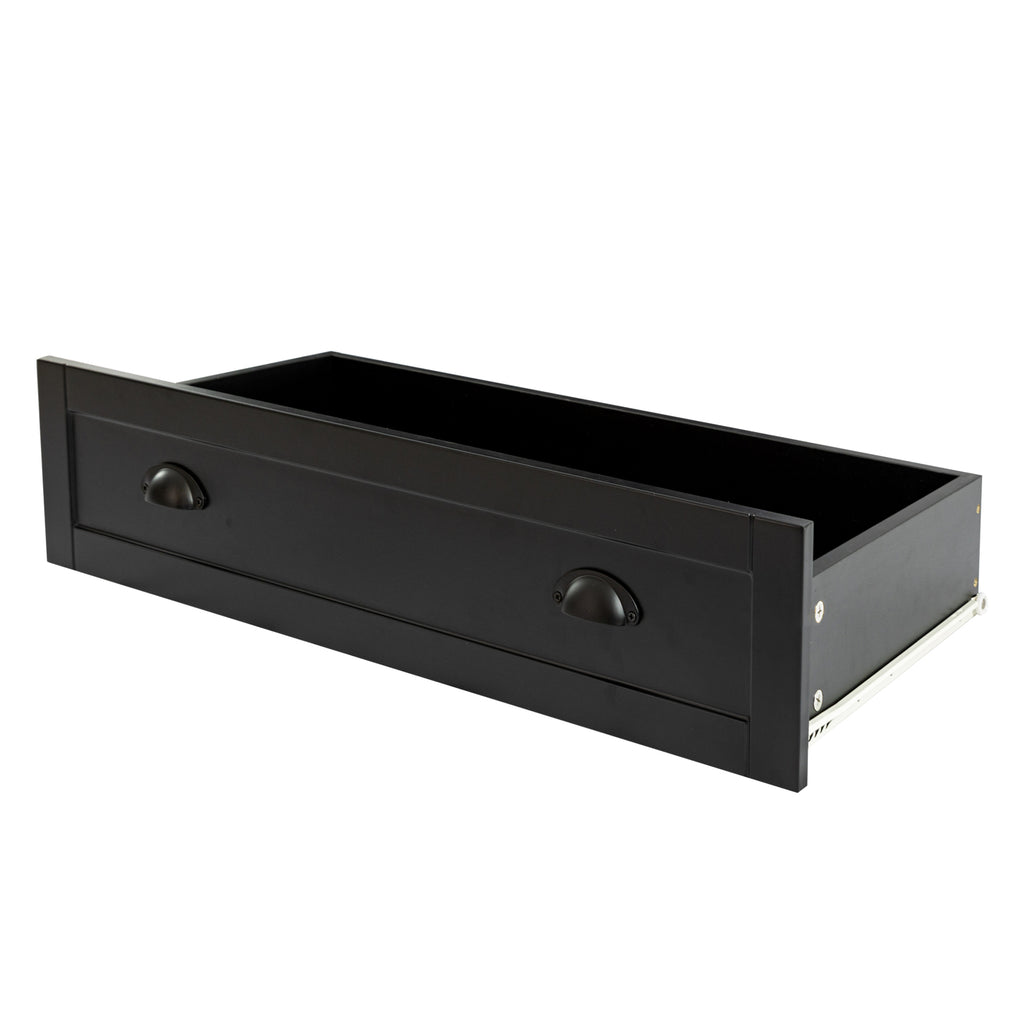 Leoglint Drawer Dresser BAR CABINET side cabinet,buffet sideboard,buffet service counter, solid wood frame,plasticdoor panel,retro shell handle,applicable to dining room, living room, kitchen ,corridor,black