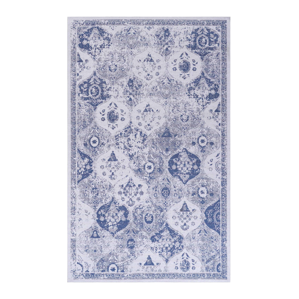 Leoglint Blue Area Rug 5x8, Washable Rug, Low-Pile, Non-Slip, Non-Shedding, Foldable, Kid & Pet Friendly - Area Rugs for living room, bedroom, kitchen, dining room rug - Perfect Gifts, (Blue, 5' x 8')