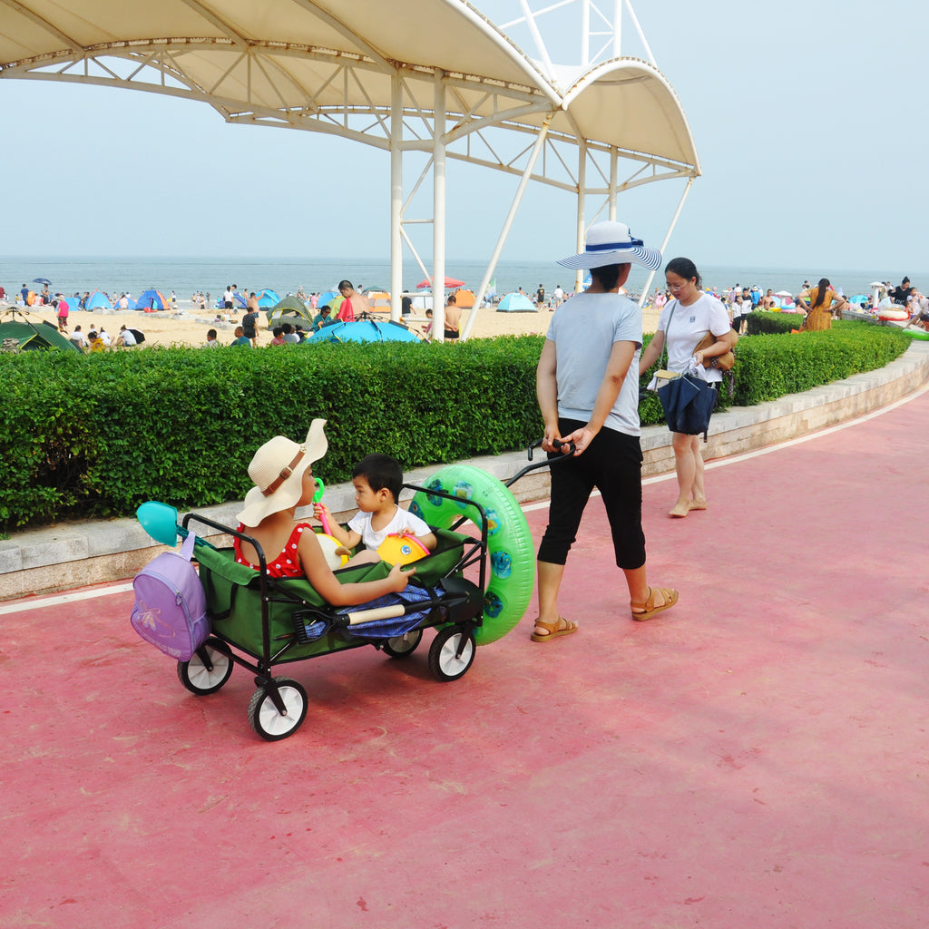 Leoglint Garden cart Folding Wagon Garden Shopping Beach Cart (Green)