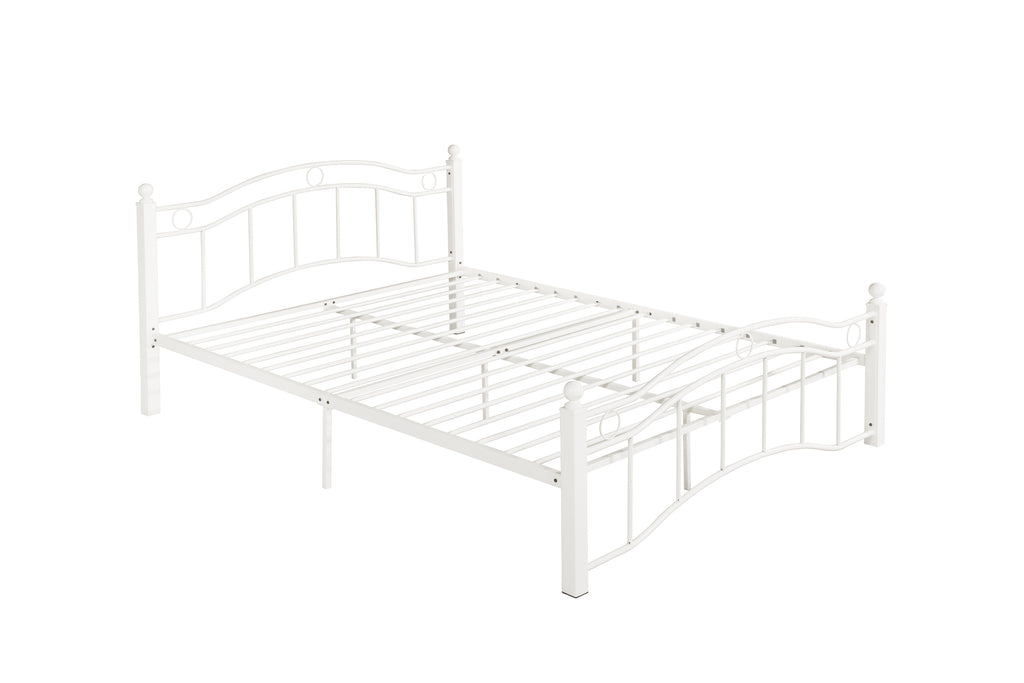 Queen Size Metal Bed Frame with Headboard and Footboard White